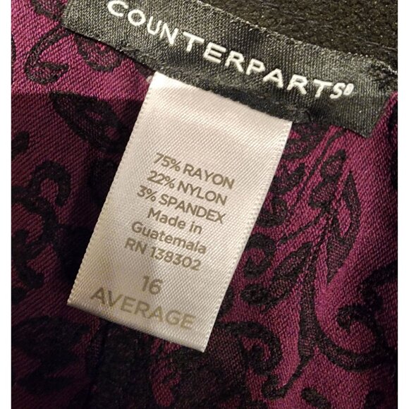 Counterparts Women's Size 16 Average Purple Floral Jacquard Stretch Pants - Picture 2 of 9